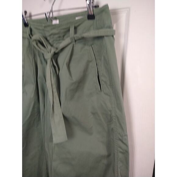 Gap Woman 10 Pant Green High Rise Cropped Wide Leg Casual Comfort Boho Lagenloo - Picture 7 of 8